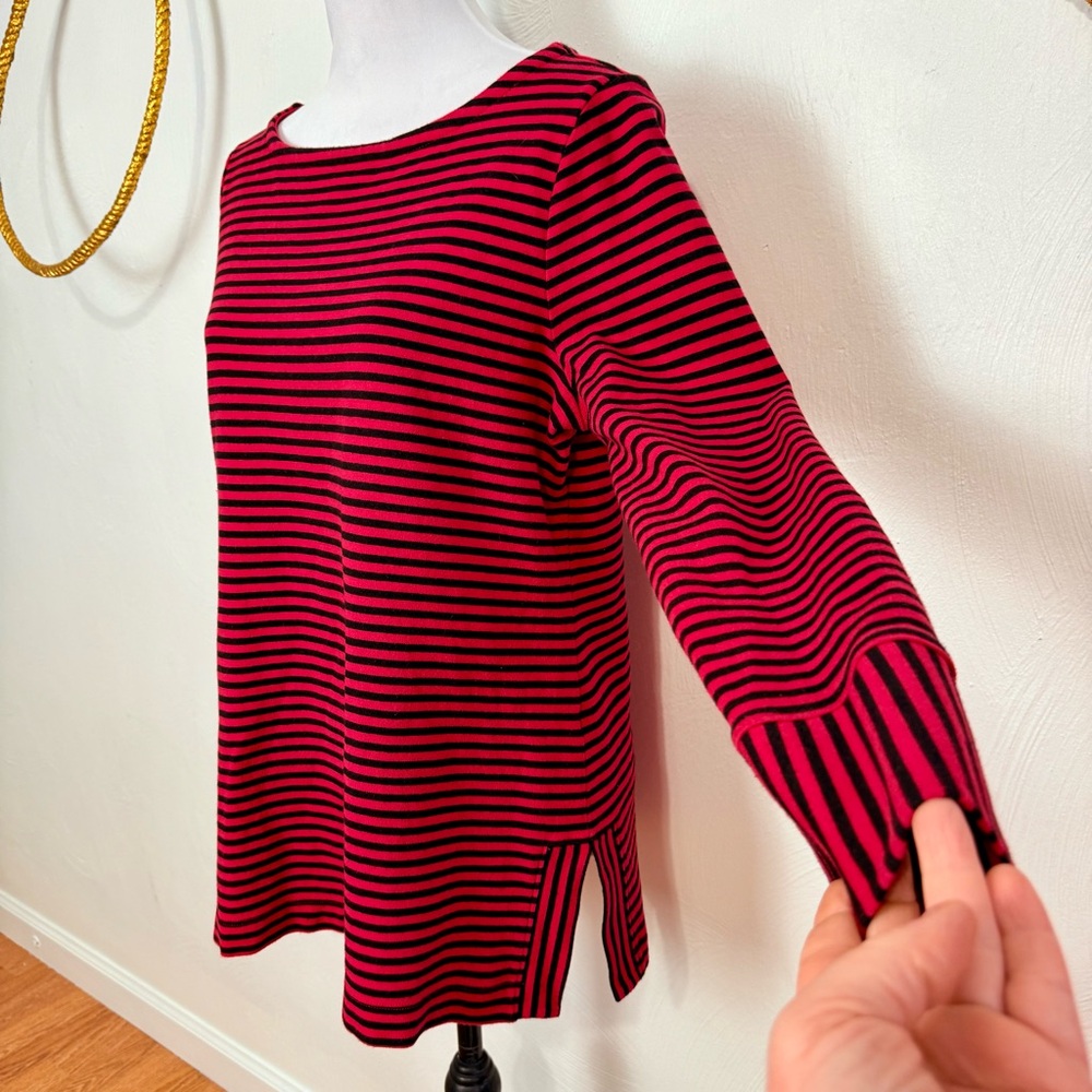 Talbots OTTOMAN KNIT CREWNECK TUNIC SWEATSHIRT - SOLEIL STRIPE red size large